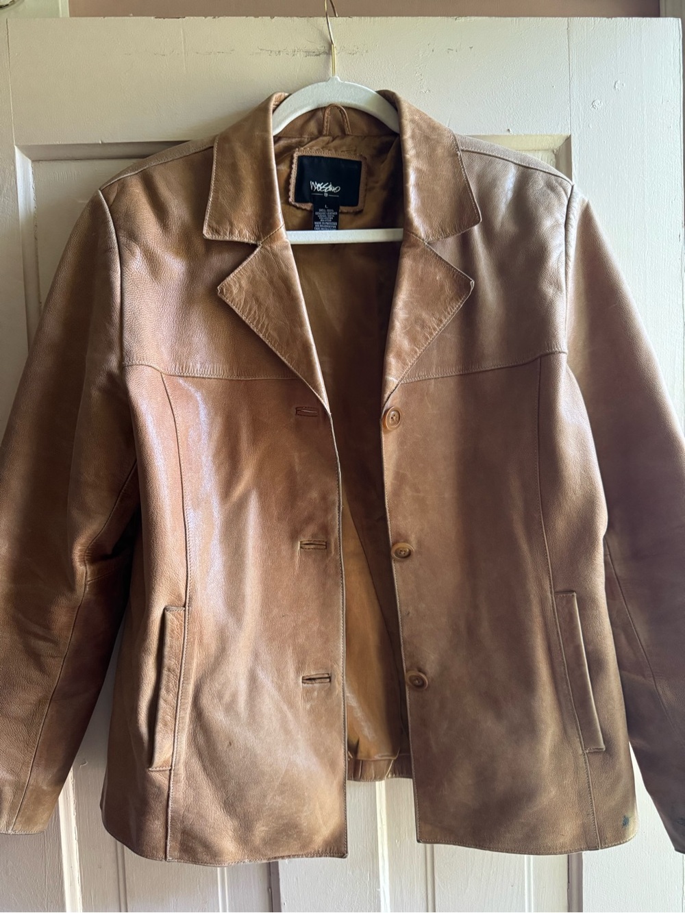 Vintage-Inspired women’s  Brown Leather Jacket - mossimo